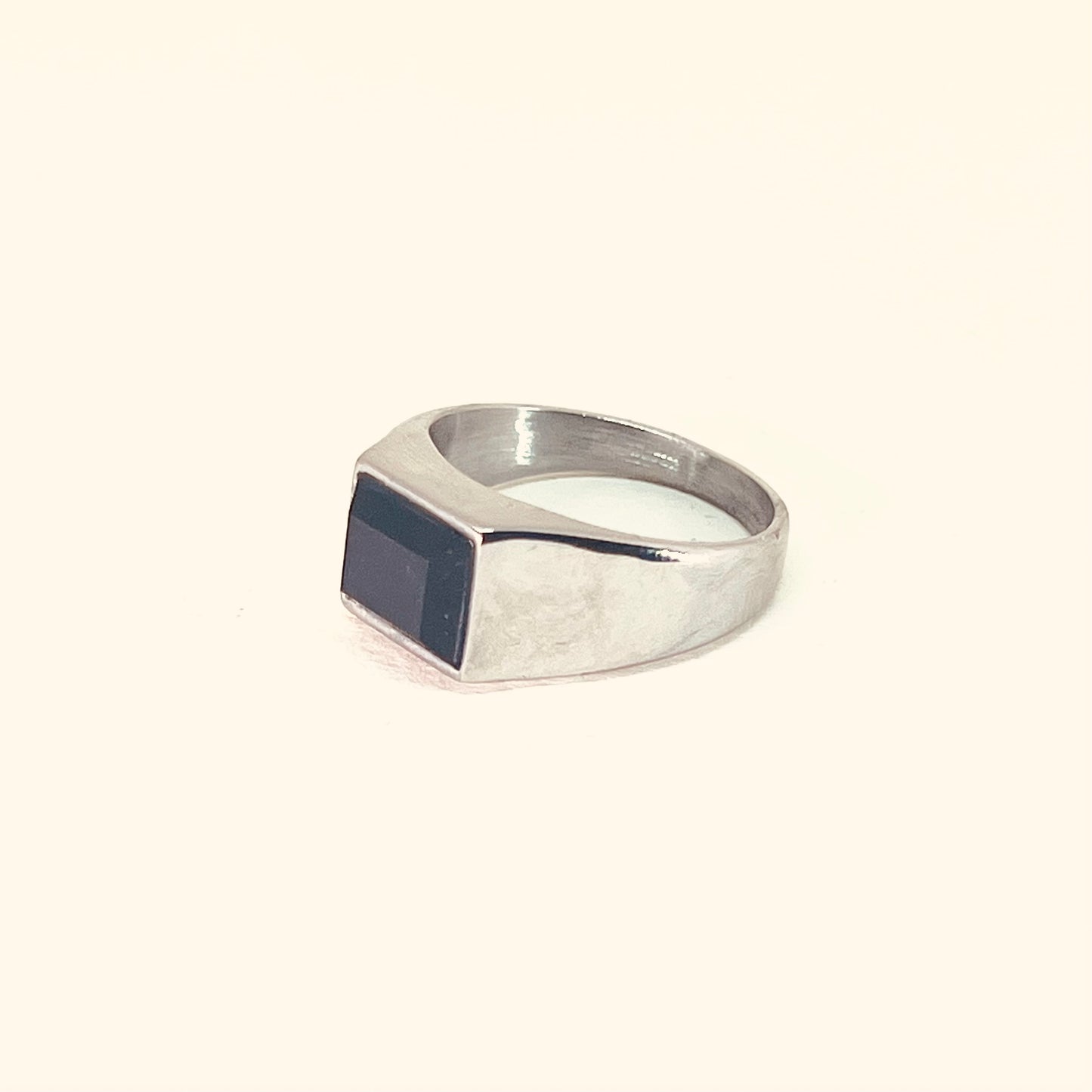 Onyx Faceted Signet Ring